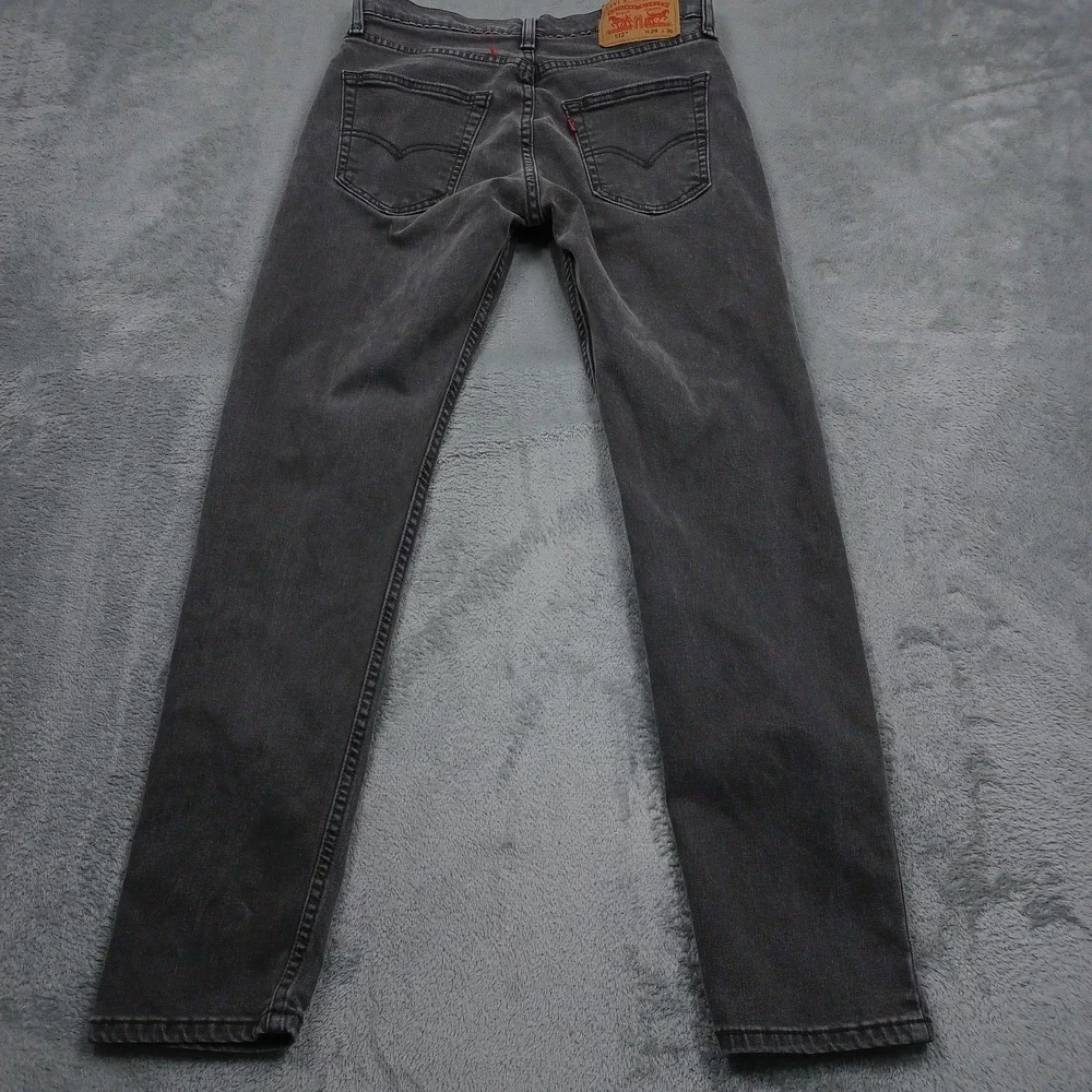 Levis 512 Jeans Mens 29x30 Black Denim Tapered Fit Distressed Casual Cotton